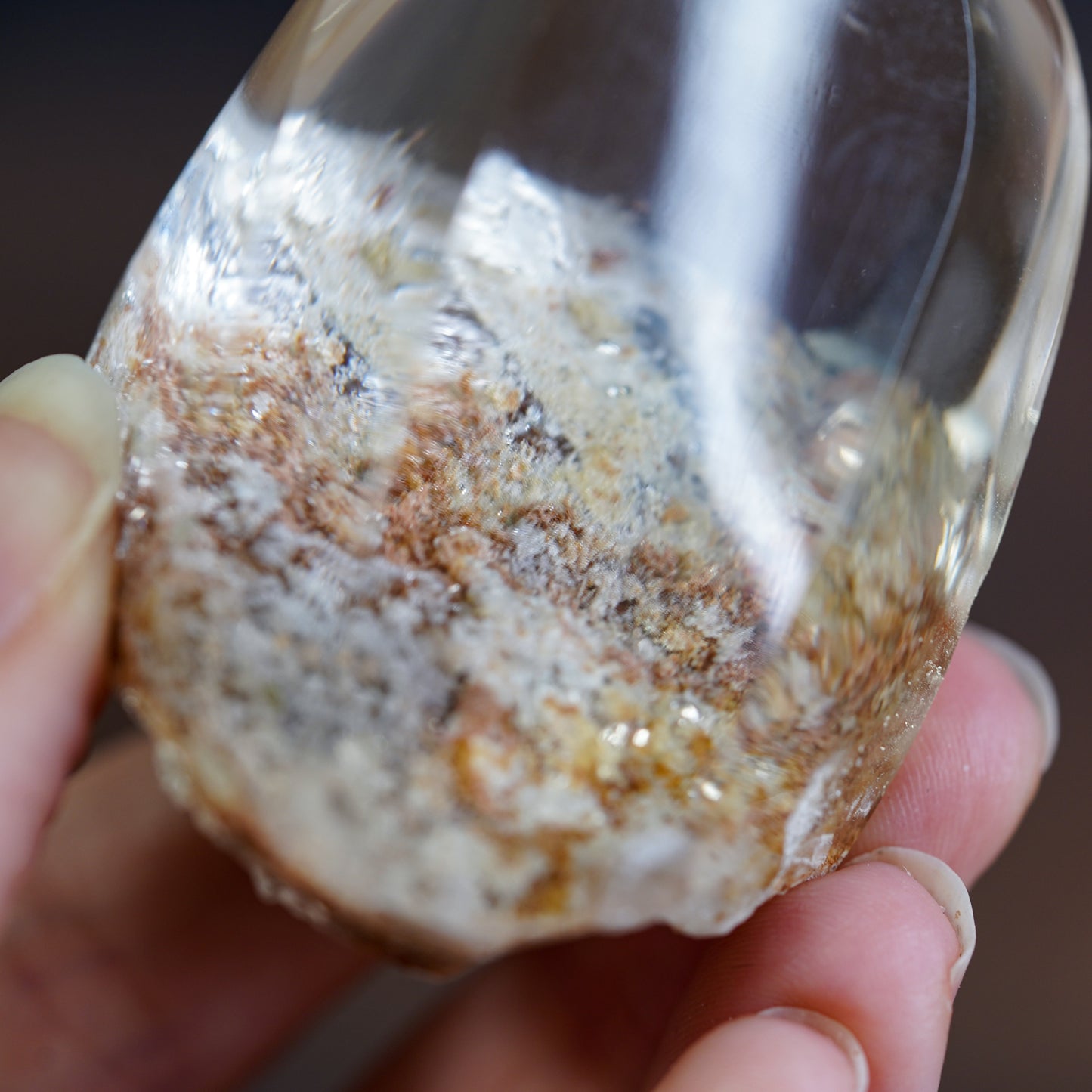 Orange and White Inclusions in Garden Quartz Freeform