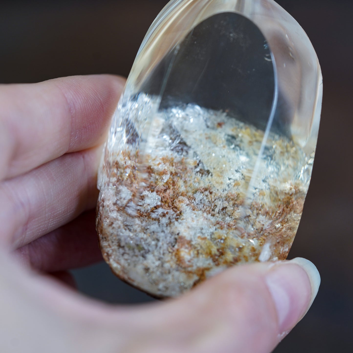 Polished Garden Quartz Freeform held in hand