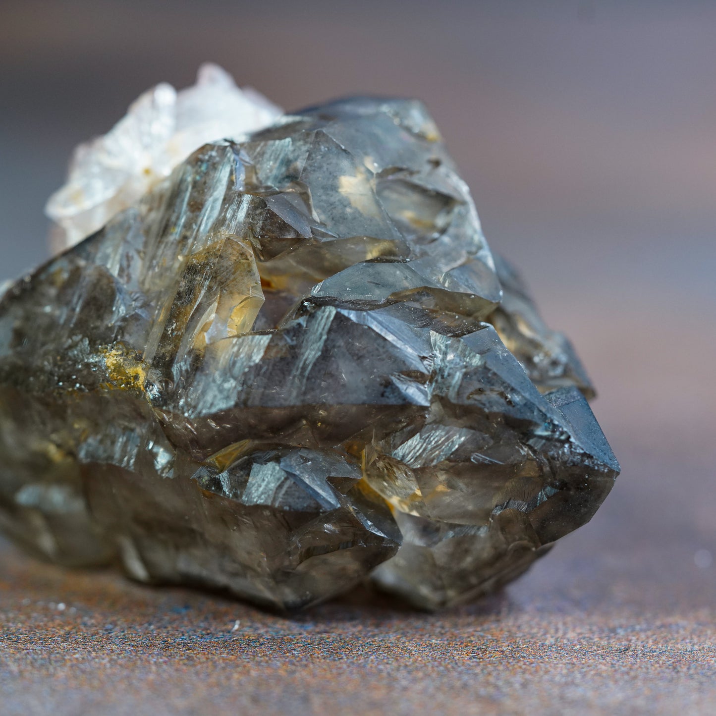 Double Terminated Brandberg Elestial Smokey Quartz with Red Hematite Included Amethyst Flower Cluster