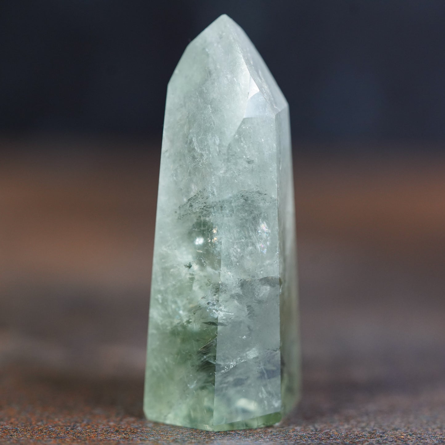 Luminous Prasiolite Crystal Tower - A Beacon of Revitalizing Energy