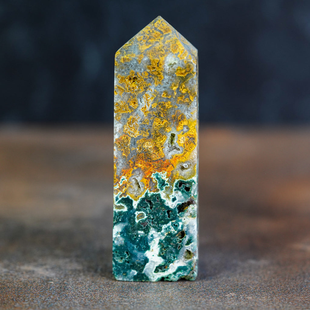 Natural Druzy Ocean Jasper Minerals Meditation Metaphysical Healing Aura Stone Hand Made Tower Point 4 Sided Tower Point outlets Druzy Tower