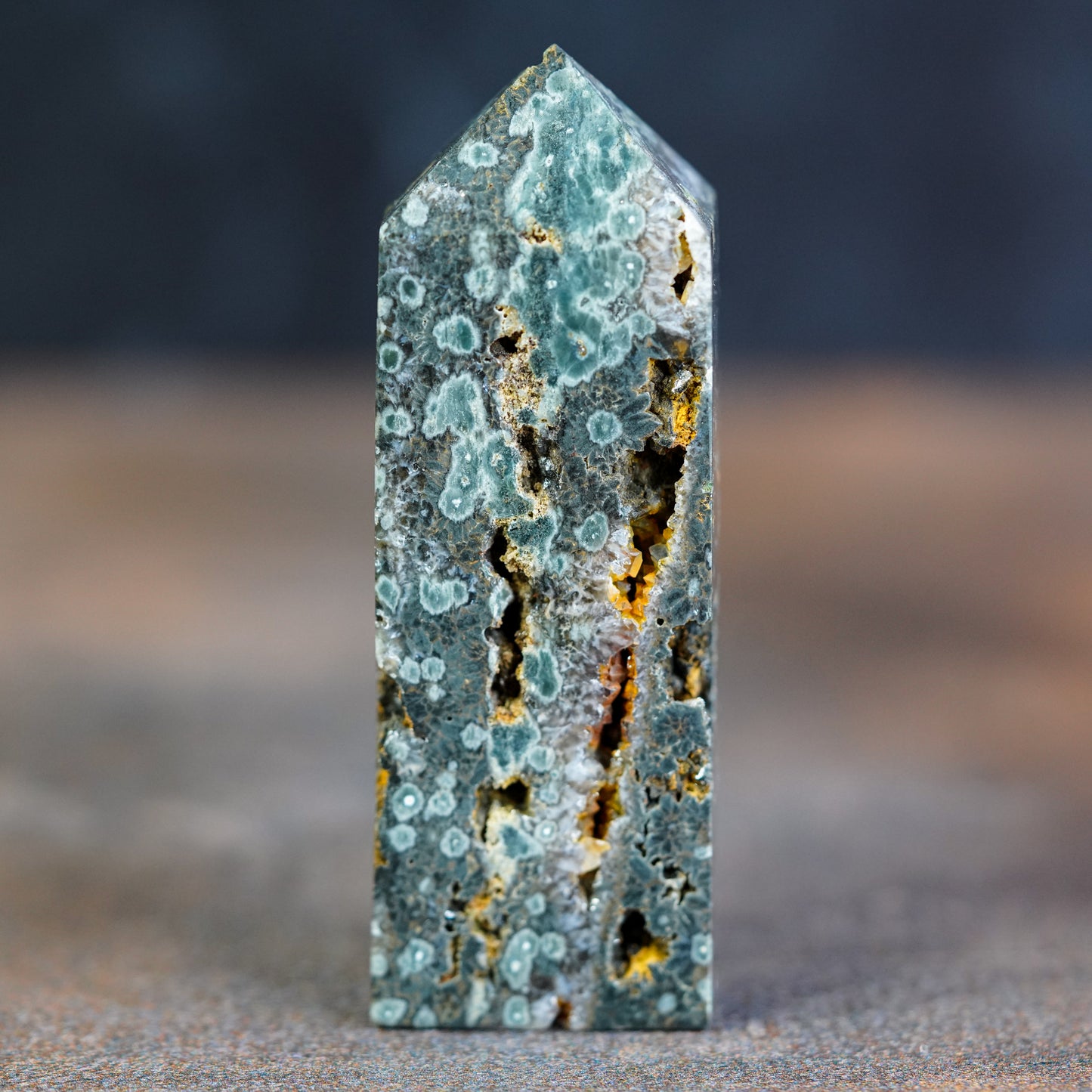 Majestic Seagreen Ocean Jasper Tower - Timeless Oceanic Tapestry