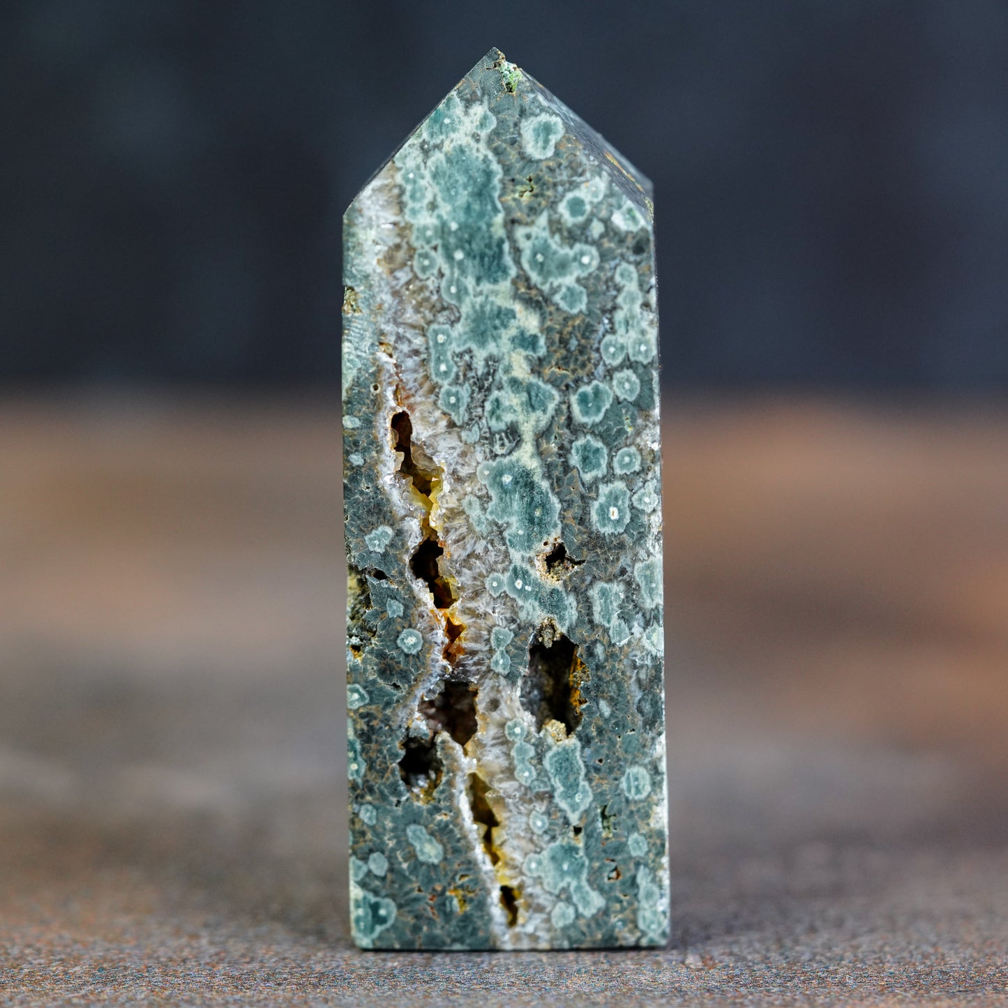 Majestic Seagreen Ocean Jasper Tower - Timeless Oceanic Tapestry