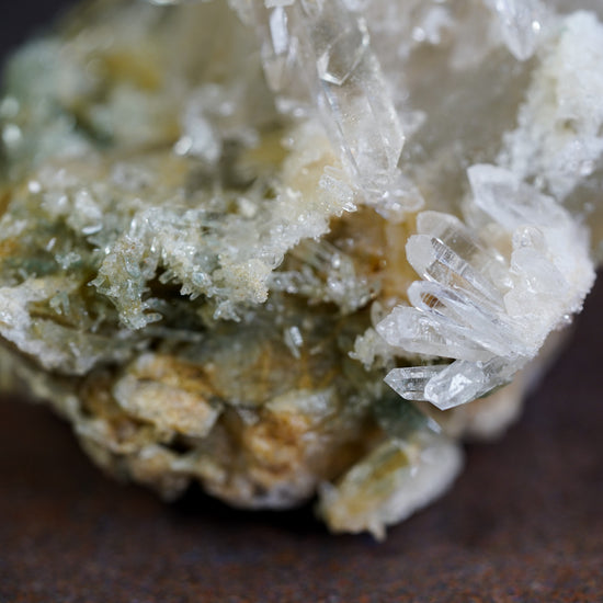Green Himalayan Quartz Crystal Cluster Macro Photo