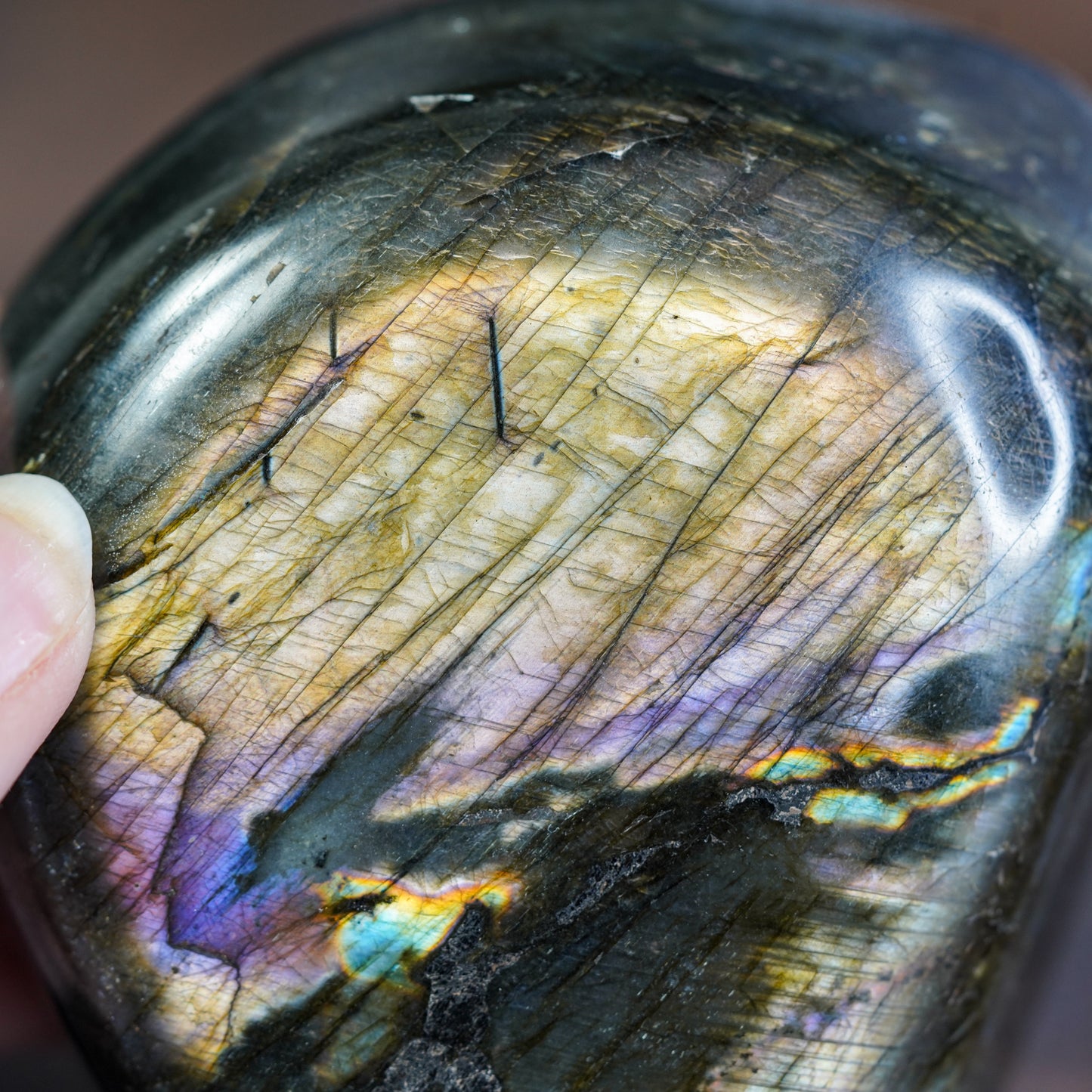 Purple and Gold Labradorite Freeform with Double Sided Flash