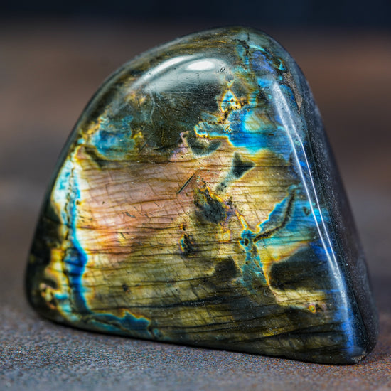 Labradorite freeform with gold, blue, and pink colors