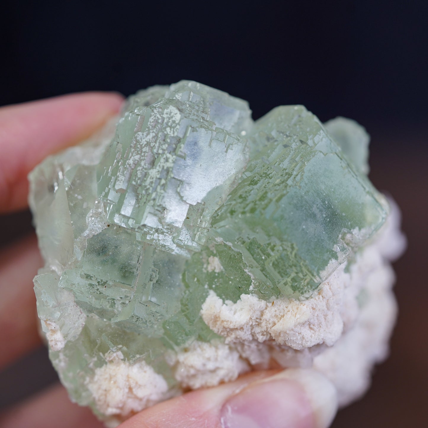 Green Fluorite and Dolomite Crystal Cluster