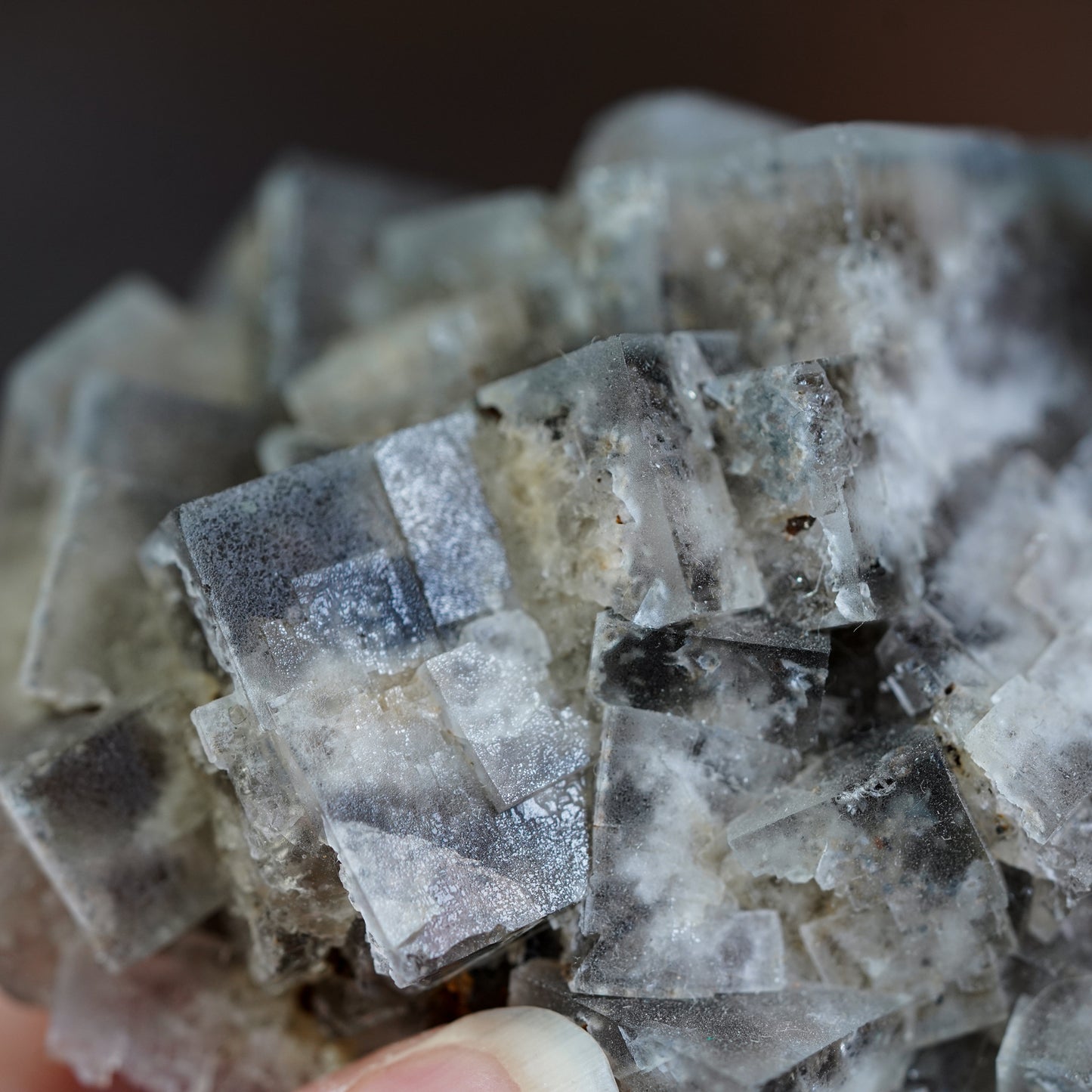 Grey and Purple Fluorite Crystal Cluster - Purple Rain Pocket - Lady Annabella Mine, Weardale, England