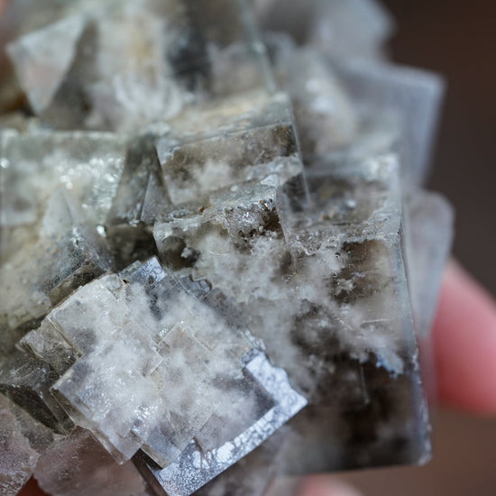 Grey and Purple Fluorite Crystal Cluster - Purple Rain Pocket - Lady Annabella Mine, Weardale, England