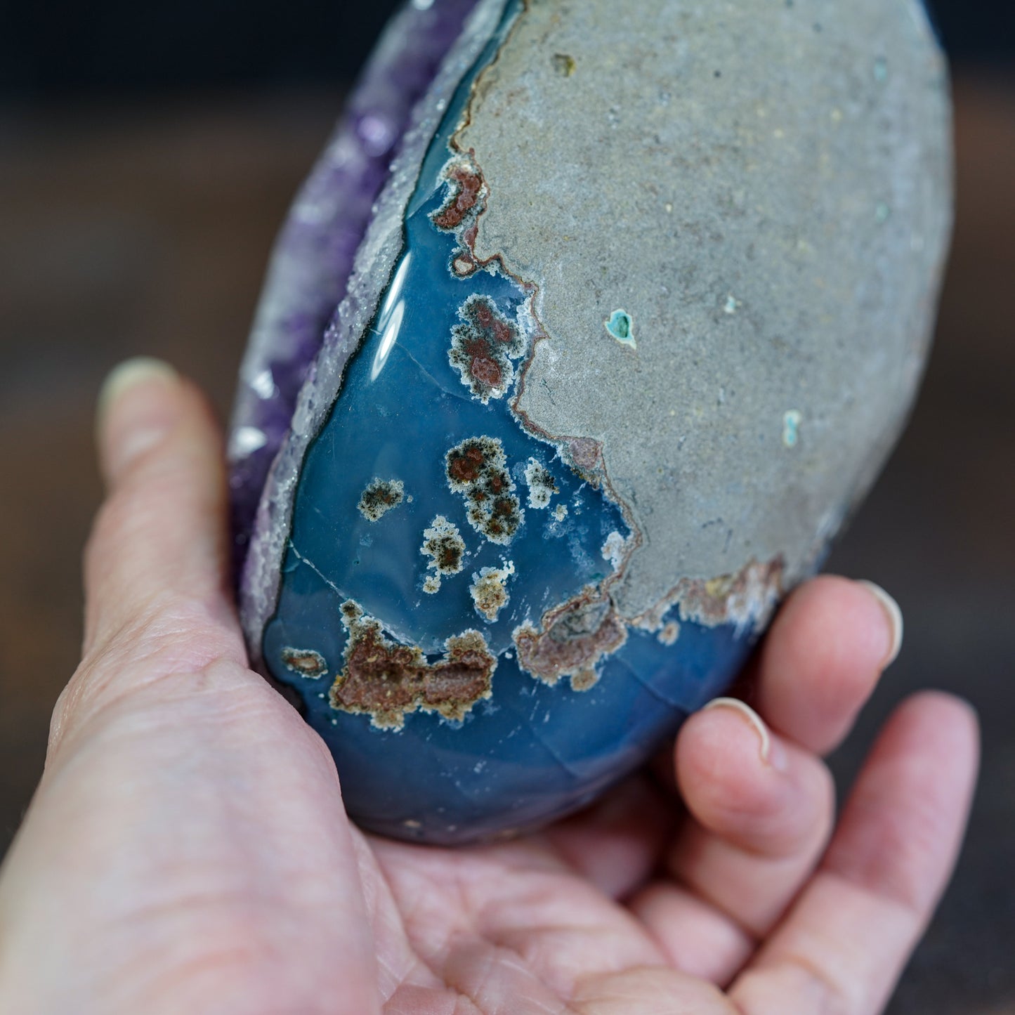 Violet Uruguayan Amethyst Geode with Custom Stand