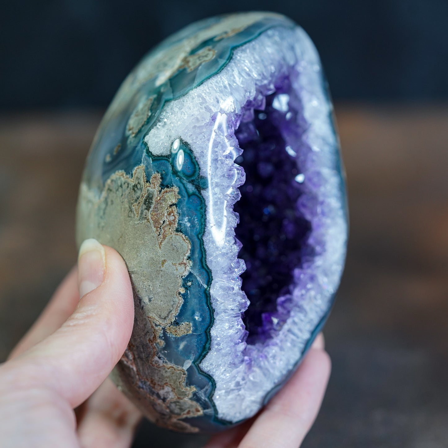 Violet Uruguayan Amethyst Geode with Custom Stand