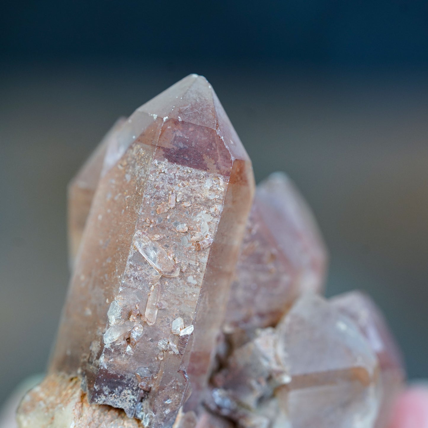 Red Hematite Phantom Quartz Cluster - Self-Standing