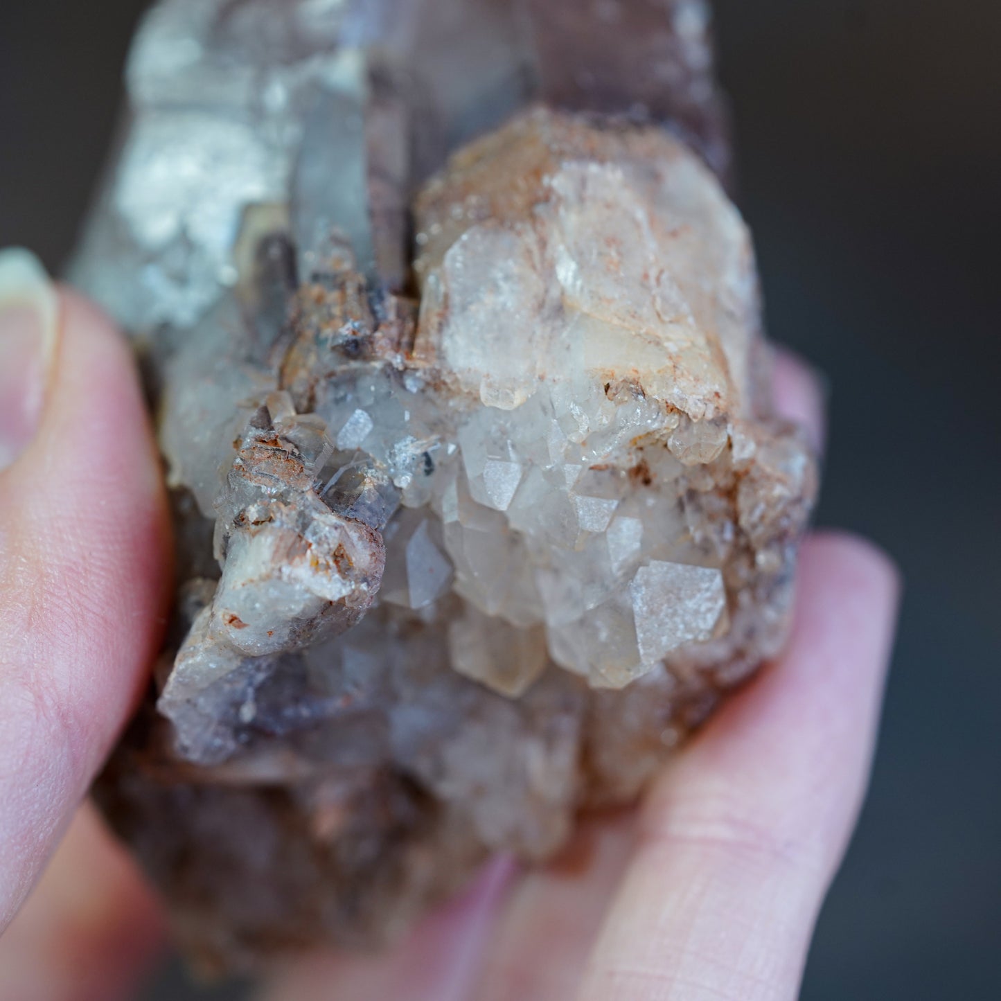 Red Hematite Phantom Quartz Cluster - Self-Standing