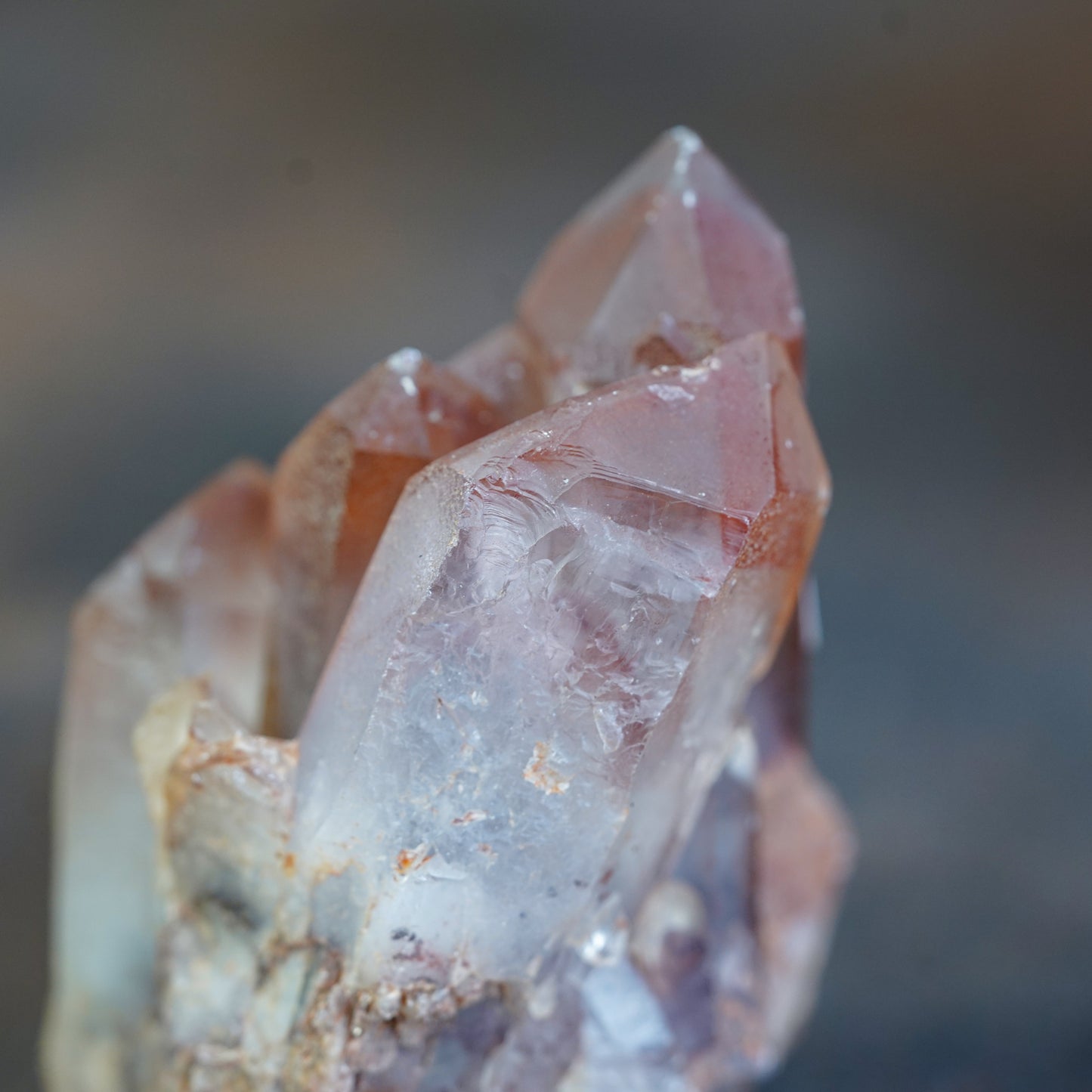 Red Hematite Phantom Quartz Cluster - Self-Standing