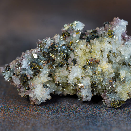 Purple Hematite Quartz and Pyrite Crystal Cluster
