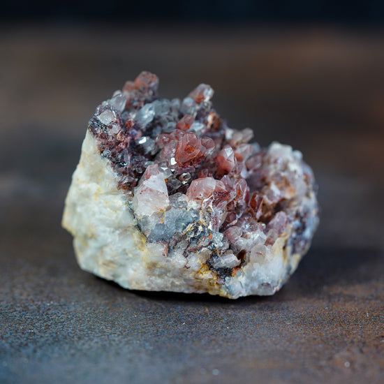 Vibrant Red Hematite Phantom Quartz Crystal Cluster