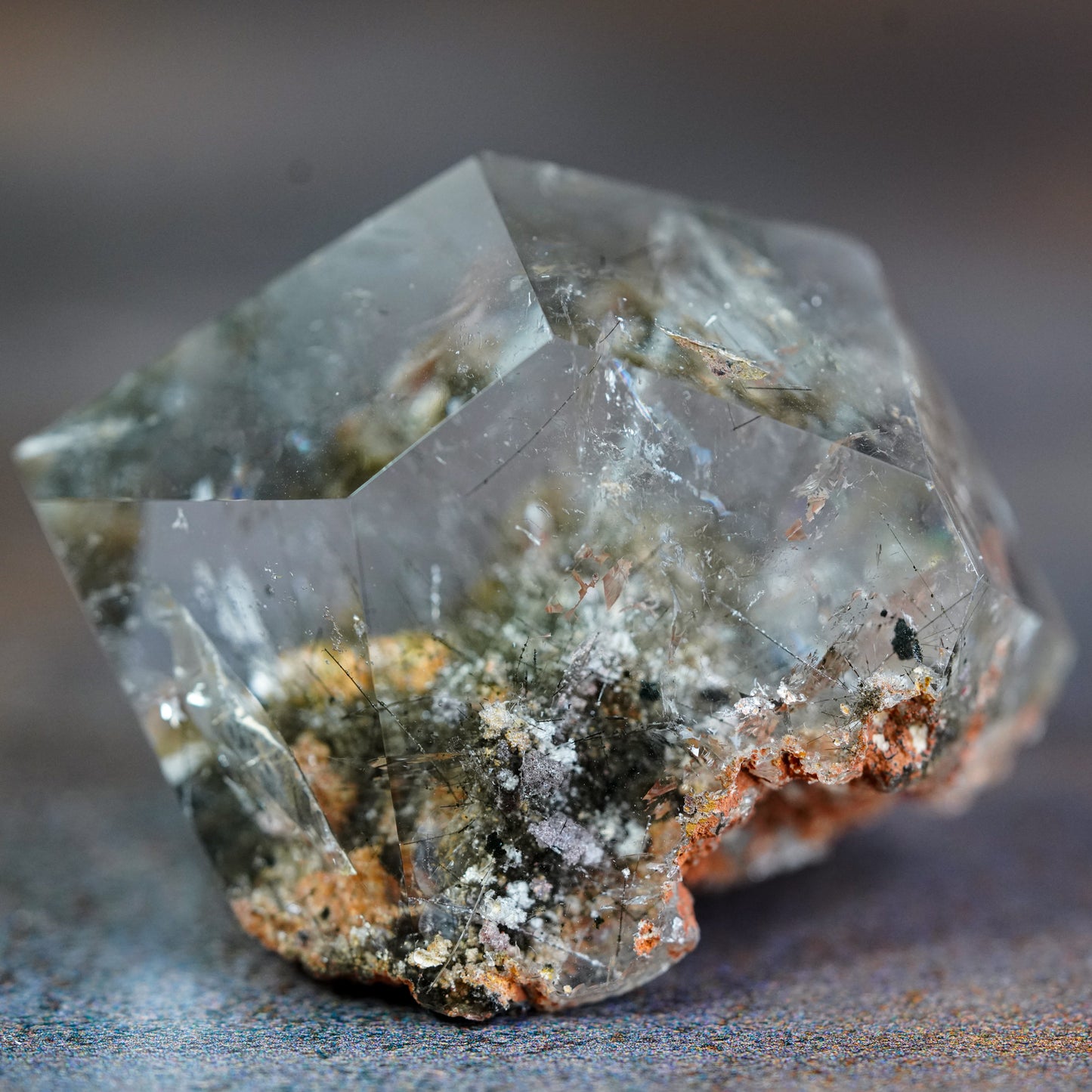 Chlorite and Rutile Included Garden Quartz Crystal