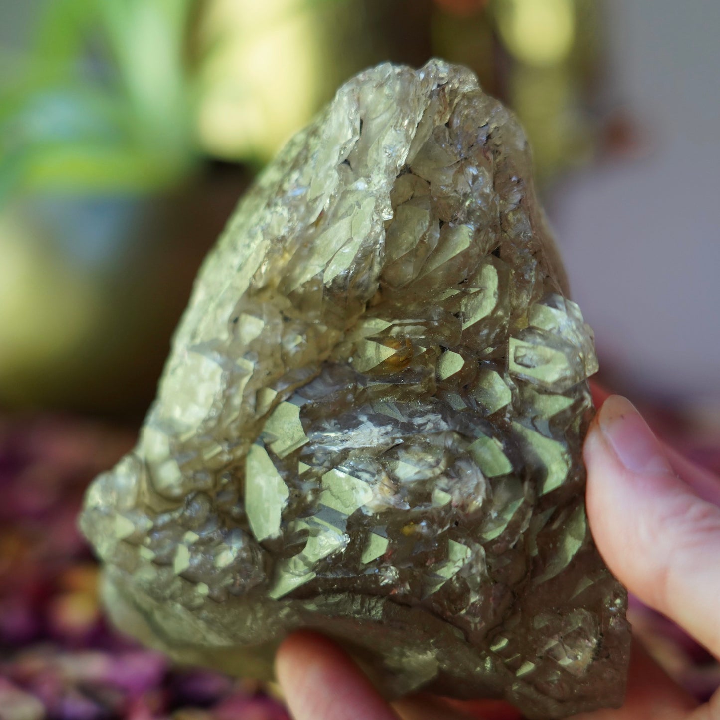 Smokey Elestial Quartz Cluster of Otherworldly Guidance